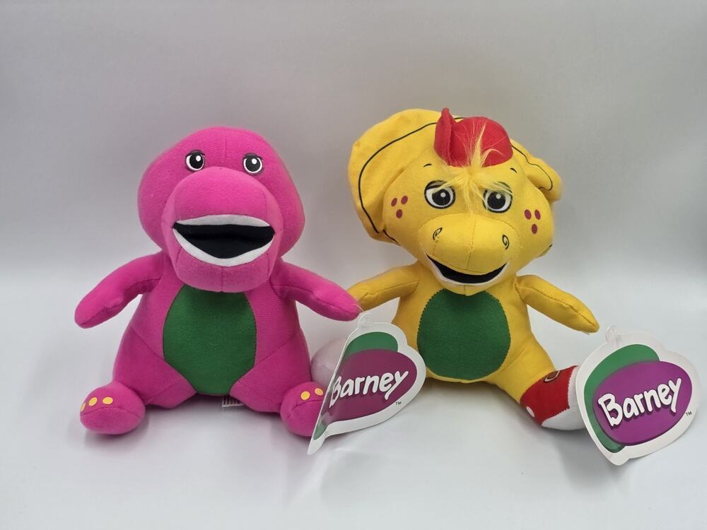 Set of 2 Barney the Dinosaur Plush Toy, Barney And BJ 7 inch